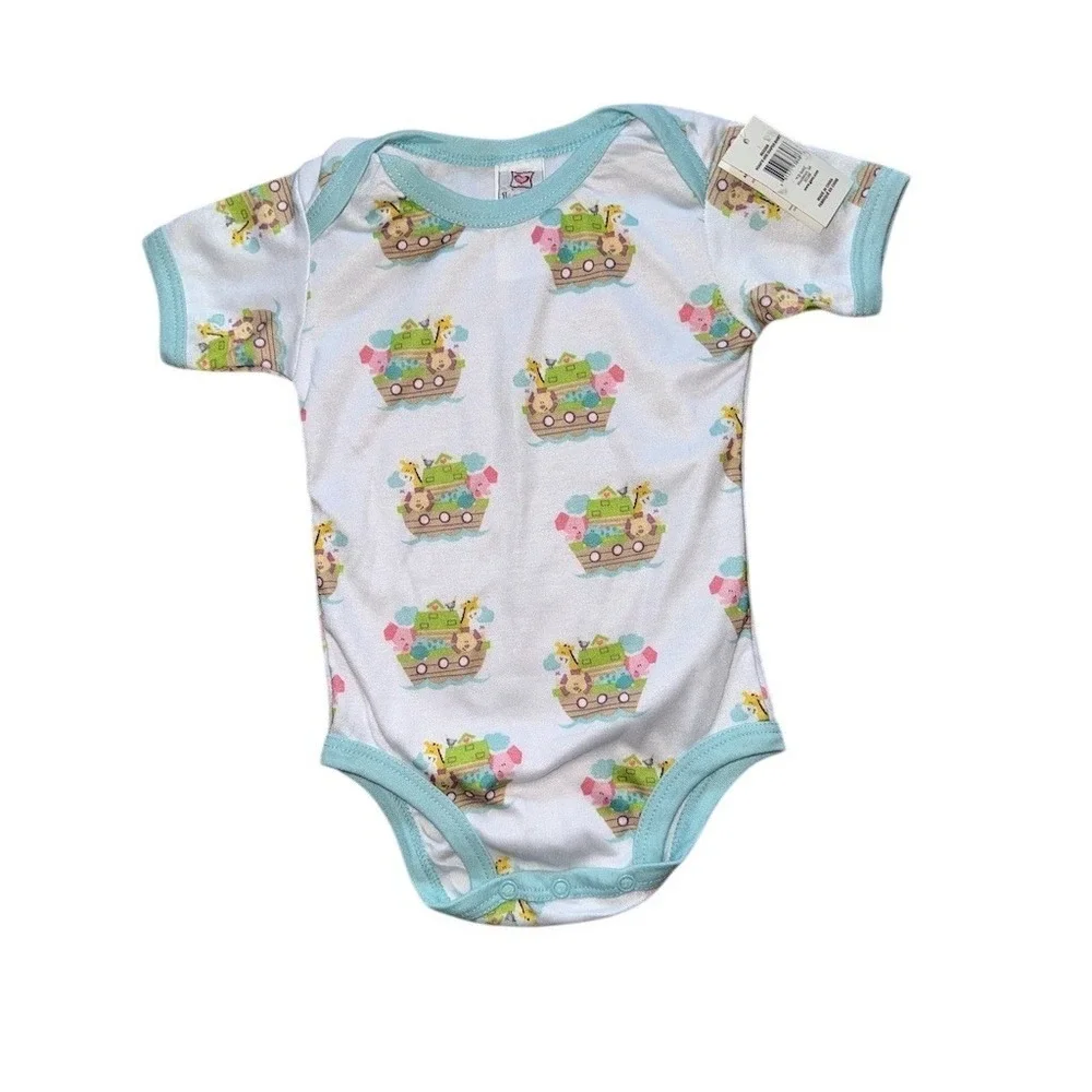 GANZ Baby Noah's Ark Diaper Shirt Bodysuit One-Piece 3-6‎ Months White religious
